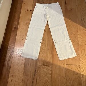 Vintage Y2K Juicy Couture White Wide Leg Pants with Tie Waist